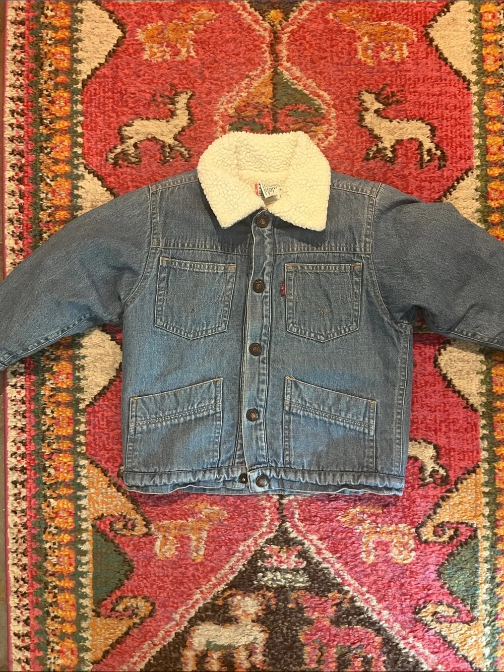 Levi's Blue Denim Jacket with Cream Sherpa Collar